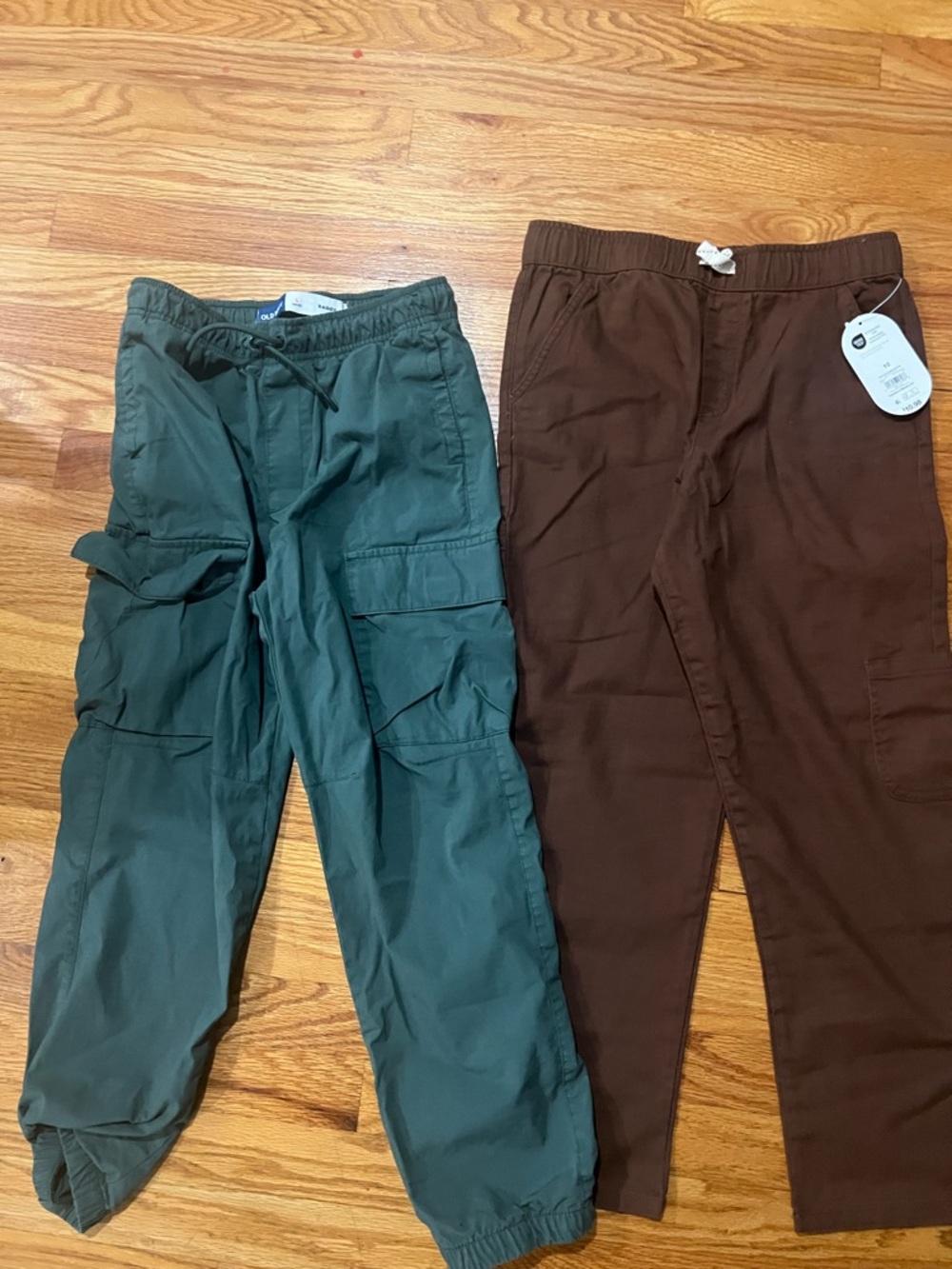 Kids Cargo Jogger Pants - Green and Brown 2 Pairs